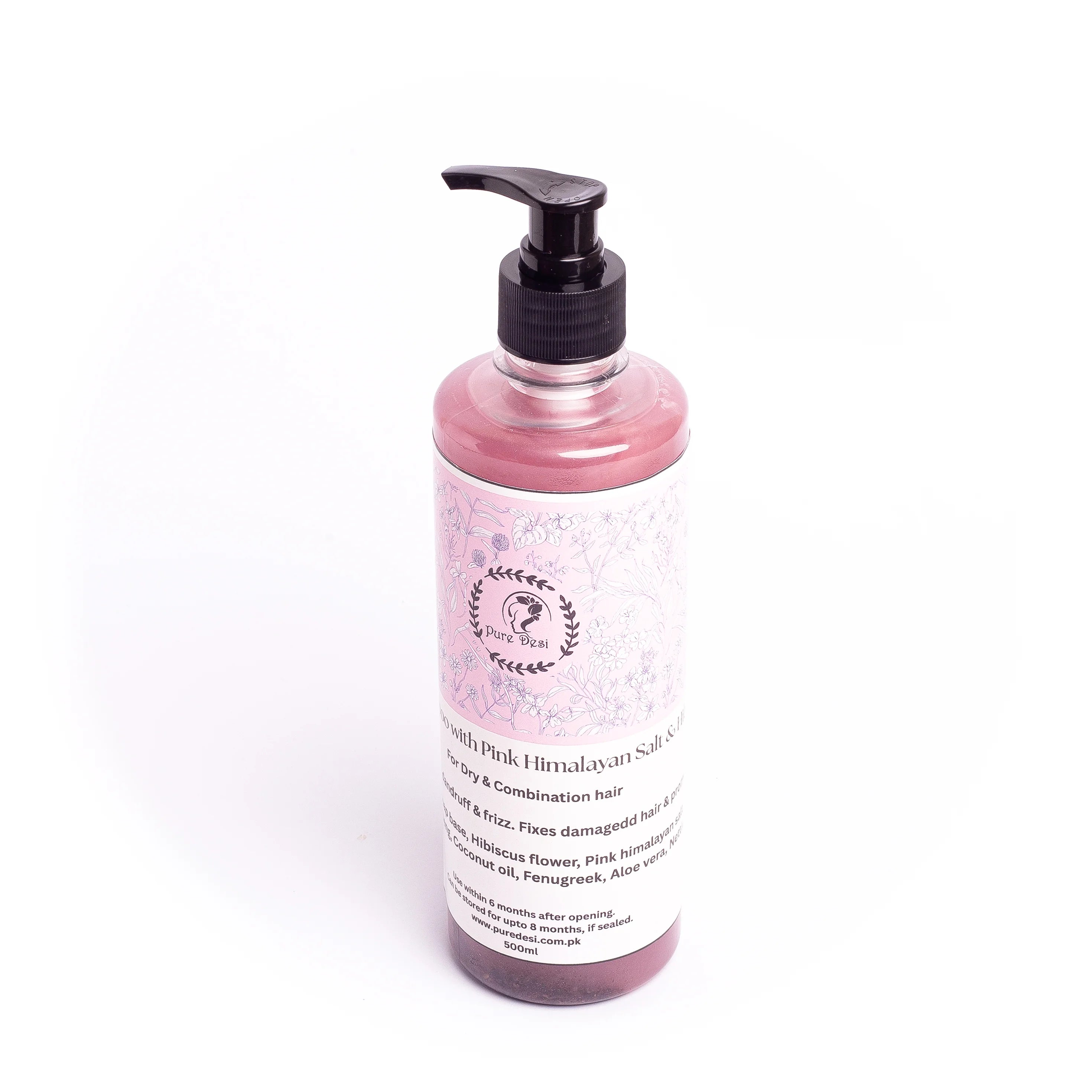 Herbal Shampoo with Pink Himalayan Salt & Hibiscus